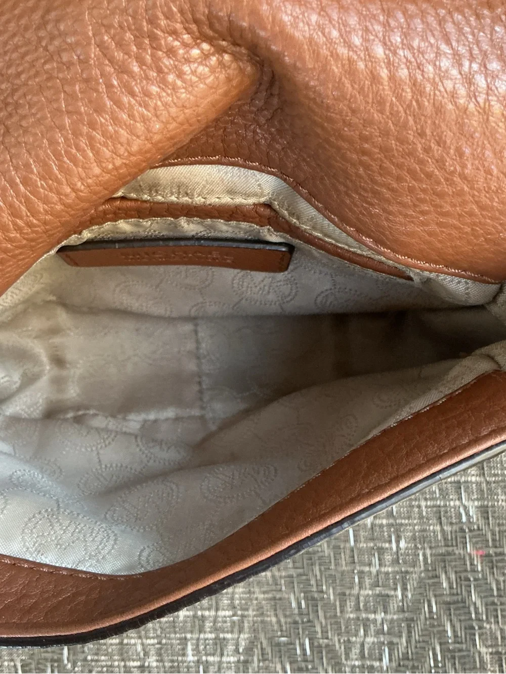 Michael Kors FULTON Tan Leather Chain Crossbody Bag